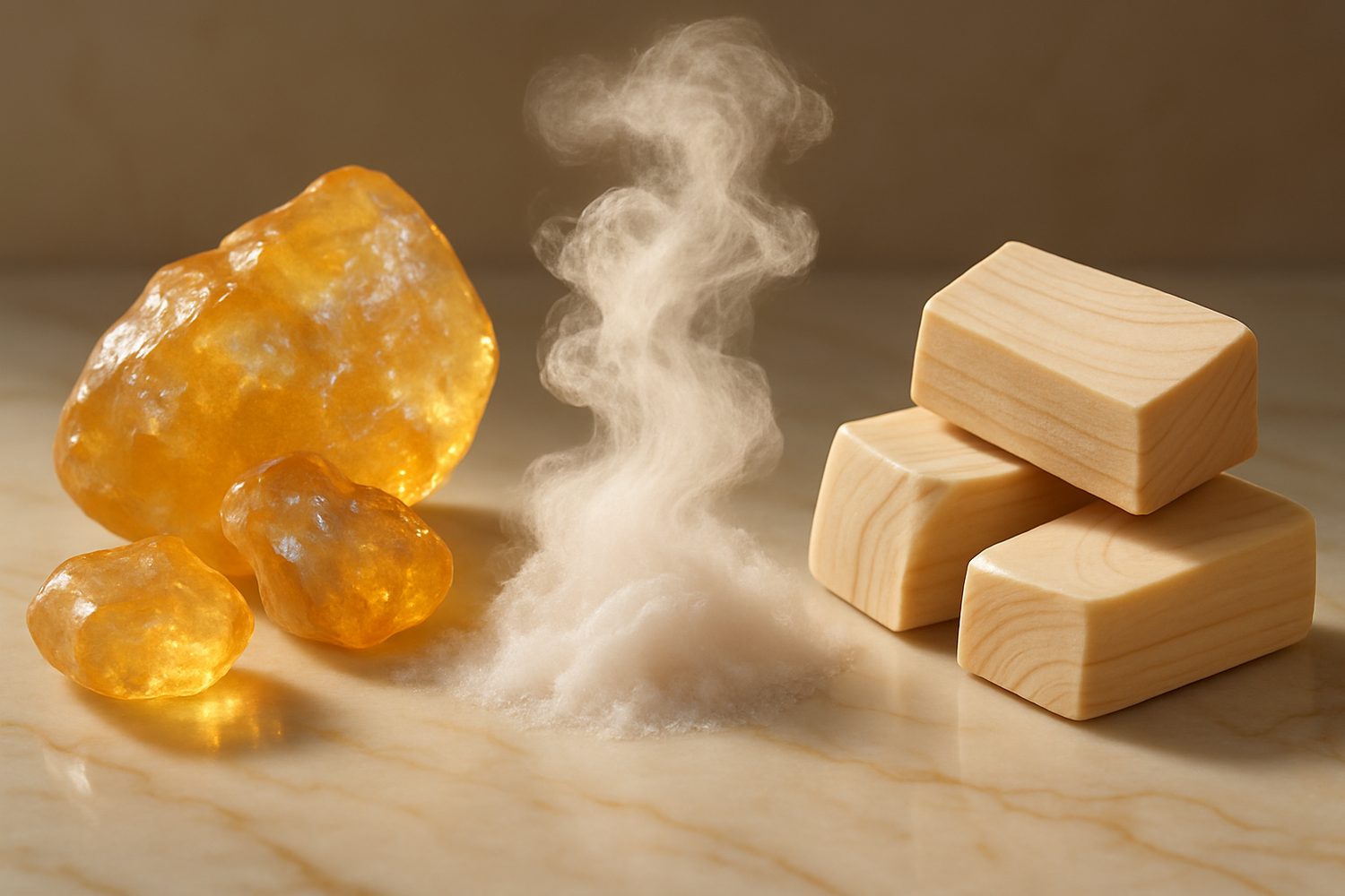 Give ingredient image based on this - It settles into a smooth, sensual base of ambergris, musk, and creamy sandalwood for a lasting impression of understated sophistication.