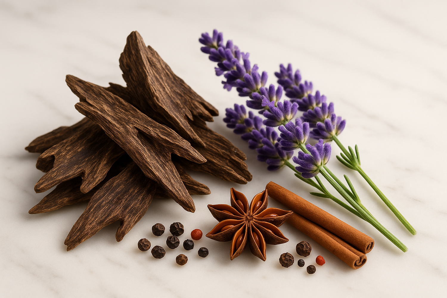 Give ingredient image - Agarwood, Lavender, Spicy