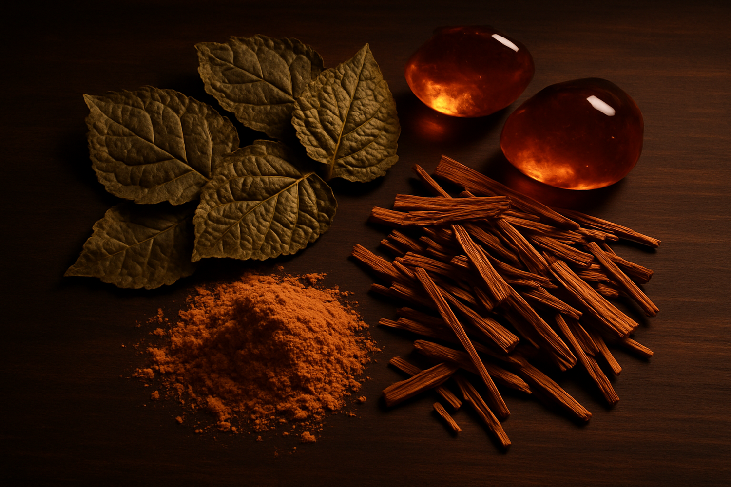 Give ingredient image based on this story - Grounded by a warm, earthy base of patchouli, musk, and sandalwood, this scent exudes elegance and sensuality.